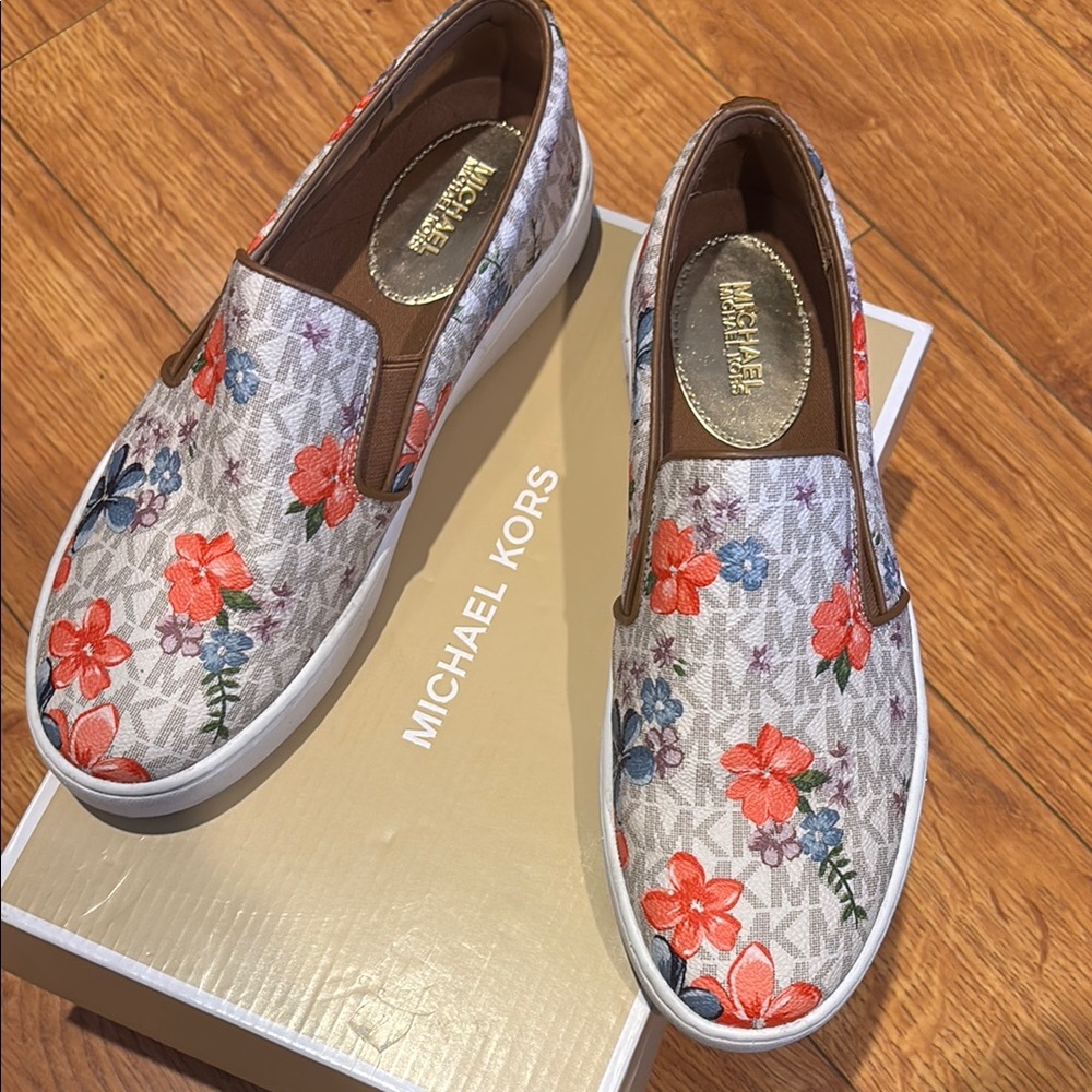 Michael Kors Red and Blue Sneakers Vibrant Floral Design